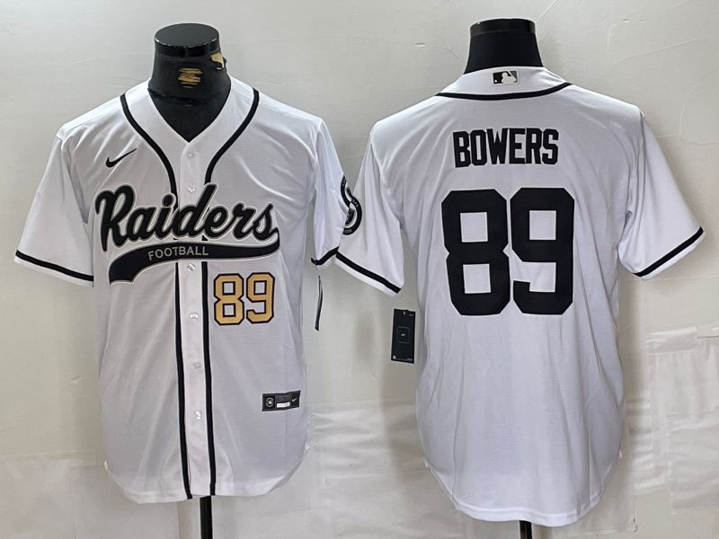 Men Oakland Raiders 89 Bowers White Joint Name 2024 Nike Limited NFL Jersey style 2